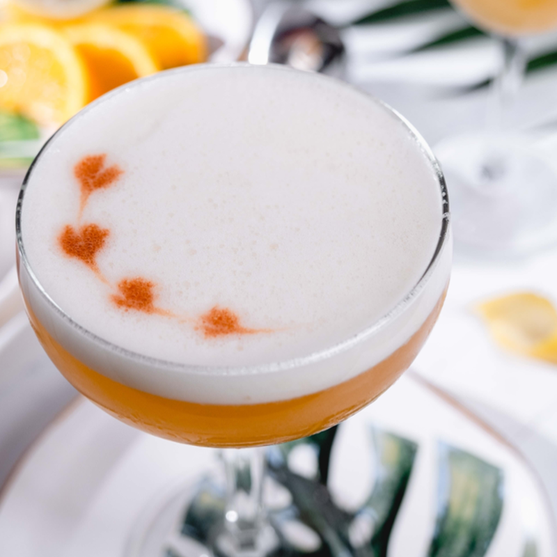 Image of a whiskey sour made with egg whites